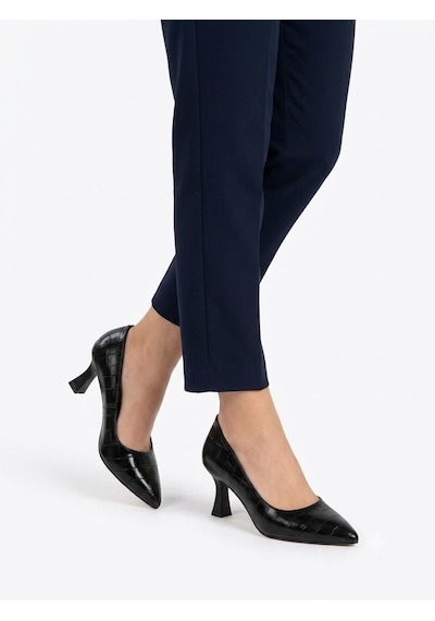 Asmi Shoes Kadın Flora Siyah Kroko 6 Cm İnce Topuklu Stiletto