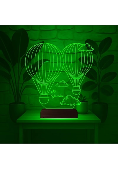 Luvivia Balon Bulut Tasarım Kişiye Özel 3d Lamba - Masa Gece Lambası V2 Şeffaf