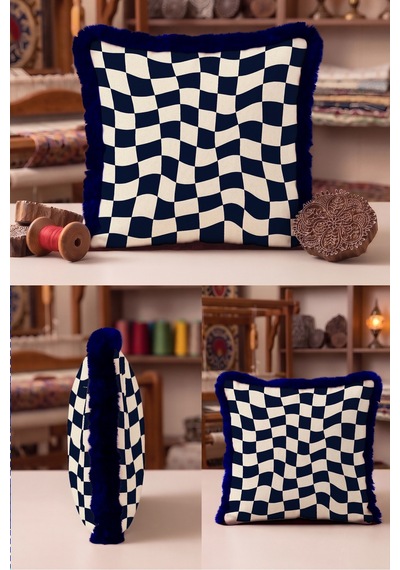 Damalı Geometrik Şık Saçaklı Yastık Kılıfı-dalgalı Kare Retro Krem Lacivert Püsküllü Kırlent Kılıfı Derin Esinti Mira Damalı Geometrik Şık Saçaklı Yastık Kılıfı-dalgalı Kare Retro Krem Lacivert Püsküllü Kırlent Kılıfı Derin Esinti Mira