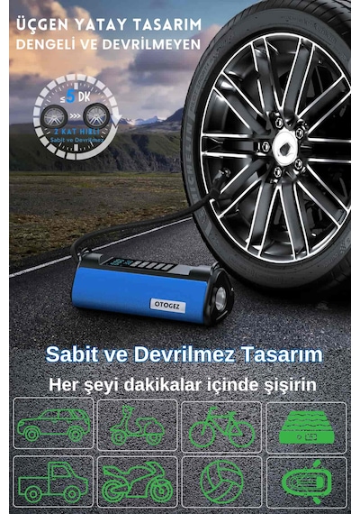 Aimod Airpro 4 In 1 Şarjlı Akü Ateşleyici Hava Kompresör Lastik Şişirici Powerbank 5 Çeşit Led Işık