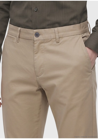 Ramsey Haki Düz Dokuma Regular Fit Casual Yün Karışımlı Pantolon