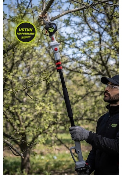 Reschmann 3'lü Set Şarjlı Testere Ve Budama Makası Ve 2 Metre Teleskobik Uzatma Kolu 21v - 3.0 Ah - Dijital Göstergeli