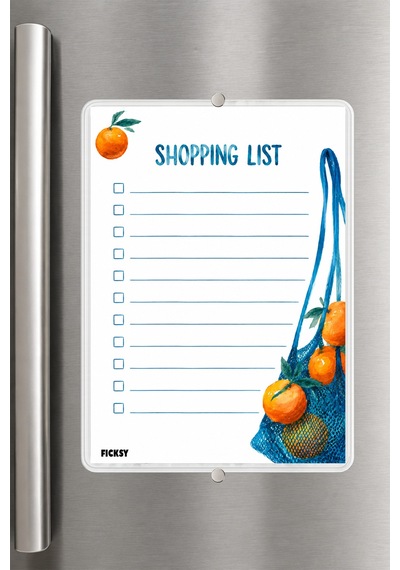 Alışveriş Listesi - A5 - Mıknatıslı - Pvc - Buzdolabı Notluk & Masaüstü - Yaz Sil - Planlayıcı - 4321 Çok Renkli