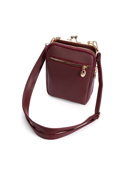 Newish Polo Kadın Vintage Tasarım Soft Suni Deriburslu Çok Gözlü Çapraz Omuz Çantası Günlük,seyahat,okul Bordo