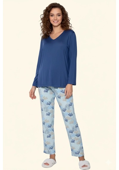 Meks Limissi Viskon Kadın Pijama Takımı - 24641 - Renk: Bej / Beden: 2xl AÇIK GRİ