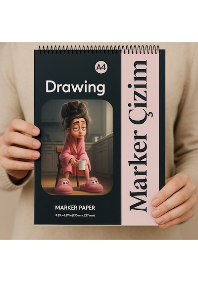 Marker Çizim Defteri , Eskiz Defteri, A4 Boyutunda