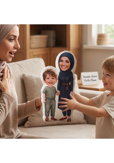Bk Gift Kişiye Özel Anne&çocuk Tasarımlı Bebek Yastık -2, Anneler Günü Anneye Çok Renkli