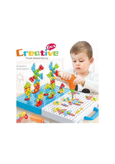Oyuncak 3d Geometri Puzzle Çantalı Pilli Matkap Hayvanlar Puzzle