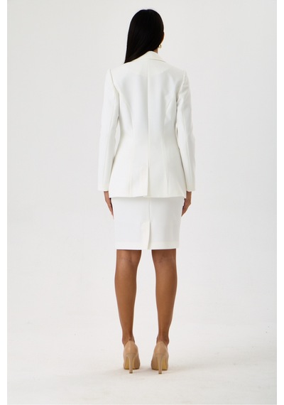 Velnara Moda Klasik Tek Düğme Ceket & Astarlı Kısa Kalem Etek - Kadın Takım Elbise Kırık Beyaz- Velnara Tasarımı Beyaz - 918616456 Beyaz Velnara Moda Klasik Tek Düğme Ceket & Astarlı Kısa Kalem Etek - Kadın Takım Elbise Kırık Beyaz- Velnara Tasarımı Beyaz - 918616456 Beyaz