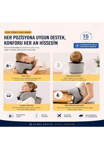 Viscora Powernap Ergonomik Masaüstü Uyku Ve Kaylule Yastığı Öğle Arası Uyku Ve Şekerleme Yastığı Boyun, Kol Ve Yüz Destekli Konfor