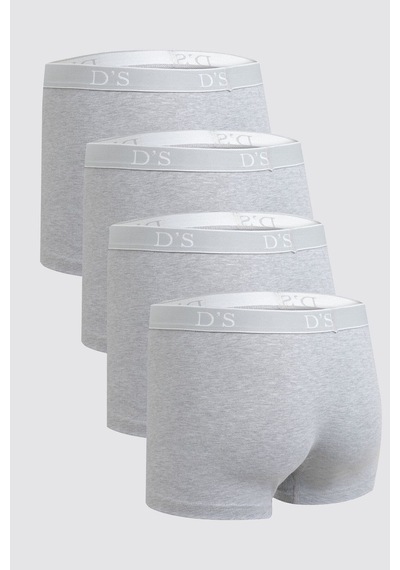 D's Damat Ds Damat Gri Beli Lastikli Marka Logolu Likralı Esneyebilen 4'Lü Boxer Set 4HC44ORTBS04 Gri