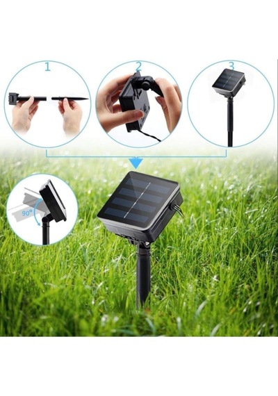 Güneş Enerjili 100 Led 12 Metre Rgb Çok Renkli Bahçe Aydınlatması Led Işık Diğer