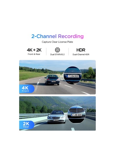 Viofo A329s 2 Kameralı Ön+arka 4k 60fps+ Wi-fi 6 Hdr Starvıs 2 Sensör Gps'li Ssd Destekli Araç Kamerası Sku: Smg8690010051615