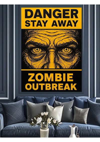 Ahşap Tablo Korkunç Zombi Salgını Posteri