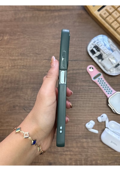 Samsung Galaxy Note 20 Ultra Uyumlu Premium Deri Dokulu Darbelere Dayanıklı Nazal Silikon Kılıf Haki