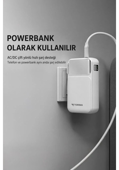 Premium Kablolu Şarj Pratik Batarya 20000 Mah Type-c Lightning Powerbank Trm-1027 22,5w Çok Renkli