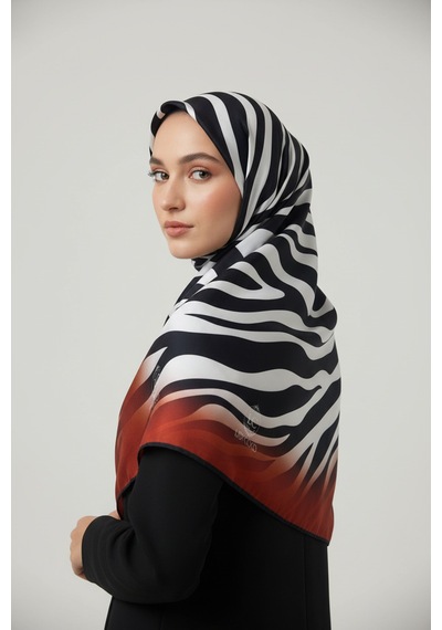 Lady Coco Zebra Desenli Dijital Baskı Rayon Eşarp Tarçın