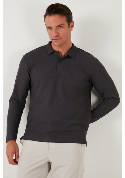 Buratti Pamuklu Regular Fit Polo Yaka Erkek Sweat 5905715 Antrasit