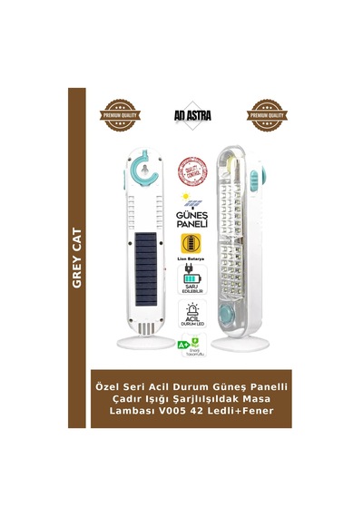 Özel Seri Acil Durum Güneş Panelli Çadır Işığı Şarjlıışıldak Masa Lambası V005 42 Ledli+fener