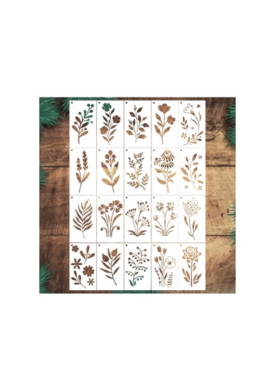 Kk Swords Stencil Tasarım F229, 20 Li Çiçek Stencil Set71 Duvar, Ahşap. Pasta V.b Dekoratif Boyama Şablonu