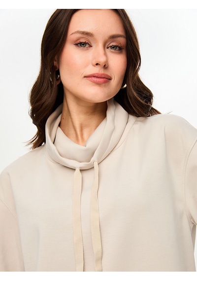 Faik Sönmez Degaje Yaka Kanguru Cep Detaylı Modallı Sweatshırt S26swt004 Us26swt00472 Taş