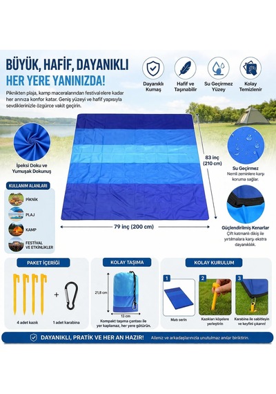 Lexroo Plaj Battaniyesi, Kum Geçirmez Plaj Paspası 200,6 Cm X 210,8 Cm Çok Renkli