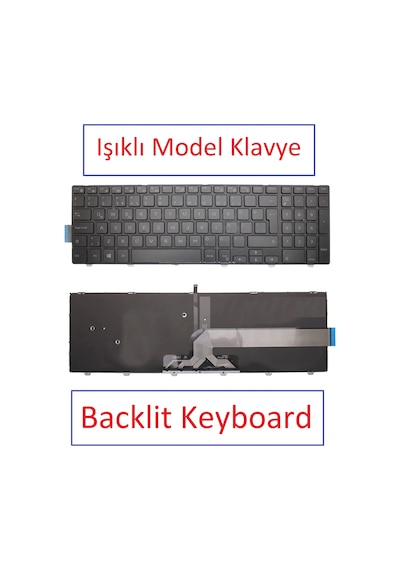 Siyah-ışıklı - Dell Inspiron 5558 Type B50f81c Uyumlu Notebook Klavye