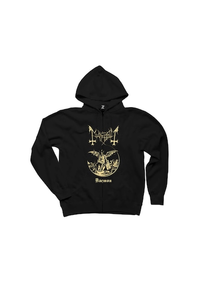 Mayhem Daemon King Siyah Fermuarlı Kapşonlu Sweatshirt Siyah
