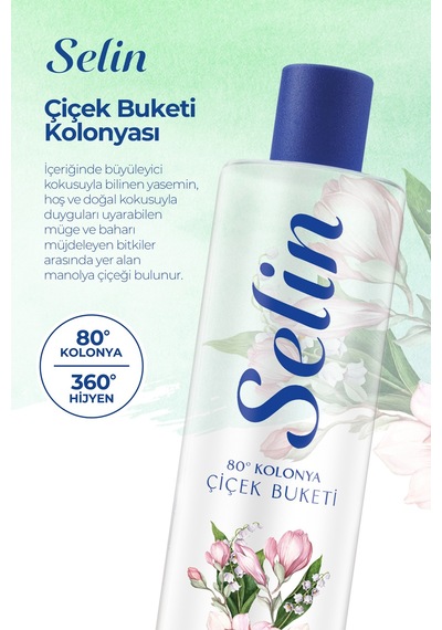 Parfümlü Kolonya Çiçek Buketi 400 Ml 3'lü Set