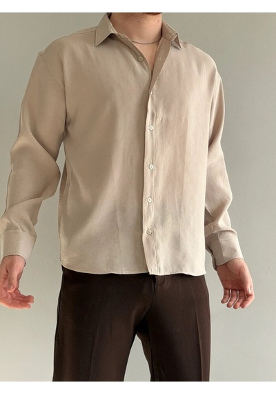 Relaxed Fit Hafif Rahat Modal Kumaş Gömlek Krem