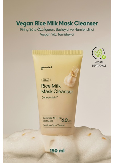 Pirinç Sütü İçerikli, Besleyici Ve Nemlendirici Yüz Temizleyici Goodal Vegan Rice Milk Mask Cleanser