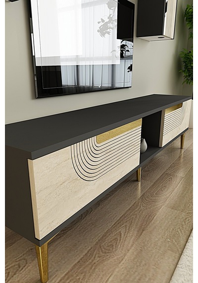 Tvr1502 Meyra Tv Ünitesi Takımı 150cm Antrasit-traverten-gold
