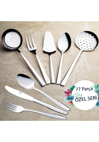 Nehir sahra kaşık çatal takımı - 77 prç. kaşık çatal servis takım