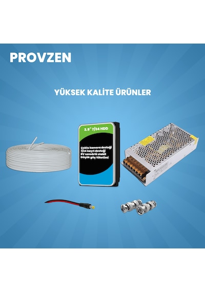 Provzen Hikvision Colorvu Full Hd 8 Kameralı Gece Renkli Güvenlik Kamerası Olay Anında Bildirim