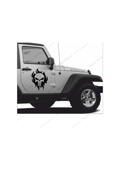 Alevli Kuru Kafa Sticker Alev Sticker Araba Oto Sticker