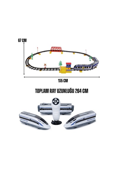 Uzaktan Kumandalı Mıknatıs Bağlantılı Hızlı Tren Seti - 49 Parça Sesli Ve Işıklı 264 Cm Raylı