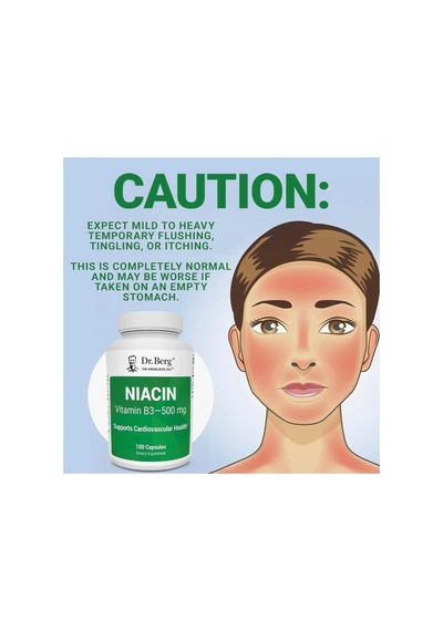 Dr. Berg G Niacin Flush Tolerance 500 Mg Vitamin B3 For Heart Brain & Energy Support 100 Caps