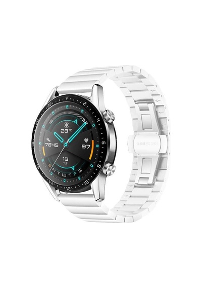 Oppo Watch 46mm 22mm Yandan Klipsli Paslanmaz Çelik Kordon + Metal Kordon Dönüştürücü