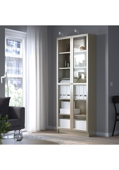 Cam Kapaklı Kitaplık, Gri-metalik, 80x30x202 Cm Gri Cam Kapaklı Kitaplık, Gri-metalik, 80x30x202 Cm Gri