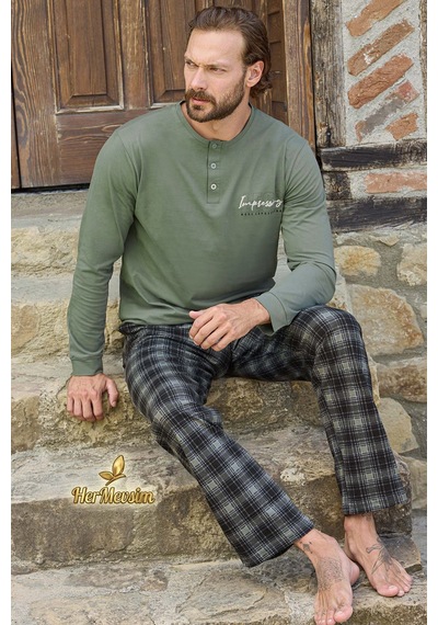 Hermevsim Aydoğan Erkek Pijama Takımı %100 Pamuk Süprem Patlı Yaka Uzun Kol Pastel Yeşil Tuna 3495 Hermevsim Aydoğan Erkek Pijama Takımı %100 Pamuk Süprem Patlı Yaka Uzun Kol Pastel Yeşil Tuna 3495
