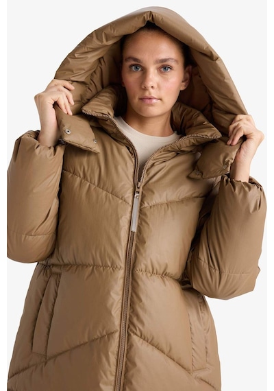 Defacto Relax Fit Kapüşonlu Fermuarlı Şişme Parka F2896ax25wnbn67 Kahve-bn67