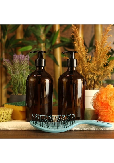 1 Adet 500ml Amber Kahverengi Cam Sıvı Sabunluk, Cam Şişe Hda29 Amber