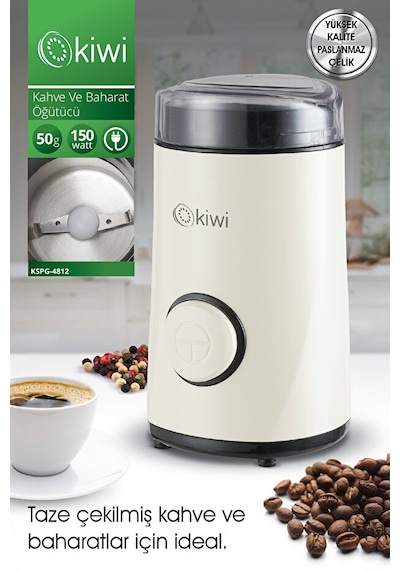 Kiwi 4812 Otomatik Kahve & Baharat Öğütücü Beyaz