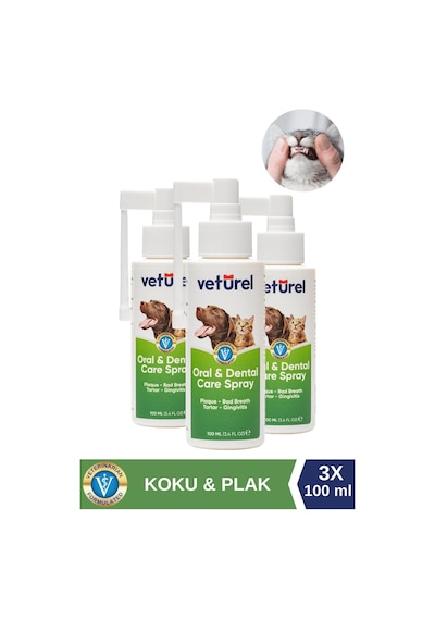 Veturel Günlük Kedi Ağız Kokusu Giderici Diş Eti Yarası Plak Tartar Önleyici 3 x 100 ML