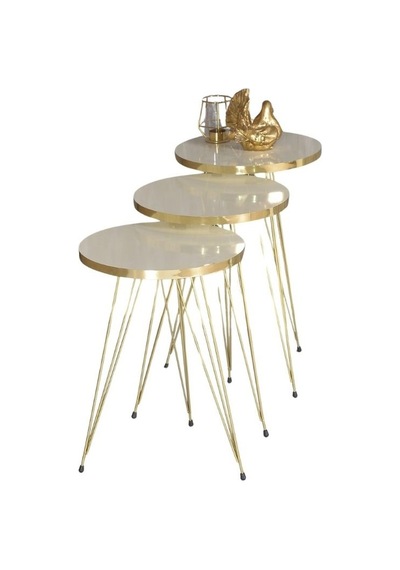 Zigon Sehpa Gold Krem Tel 1044