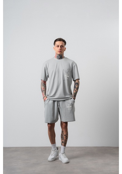 Respire Erkek Far From Basic Baskılı Regular Fit T-shirt Şort Takım Gri