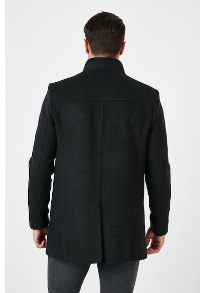 Buratti Slim Fit Düğmeli Dik Yaka Kaşe Erkek Kaban 5840099 Füme