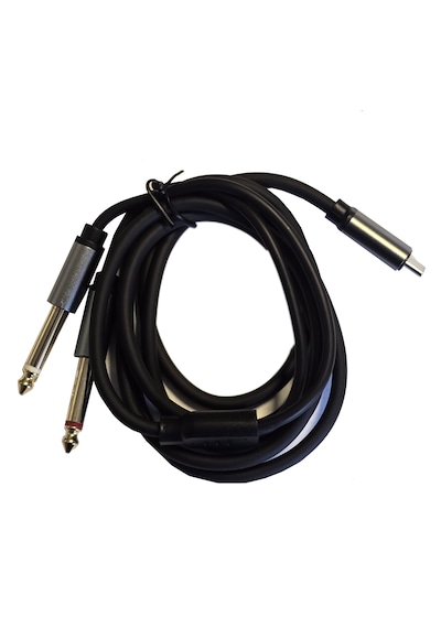 Type-c To 2x 6.35 Mm Çivi Jak Ses Kablosu 1.5 Metre Telefon Bilgisayar Mikser Amfi Dönüştürücü Kablo Siyah