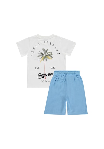 Civil Boys California Palmiye Baskılı 2 -5 Yaş Takım  - Ekru 17M16263326S1