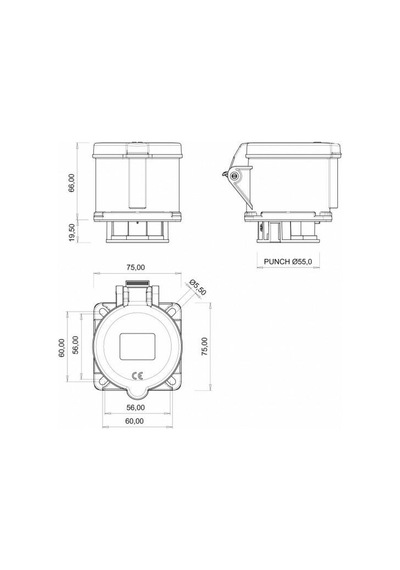 Bemis 5x32A Düz Makine Prizi Ip 44 380 Volt Bc1-3505-2413